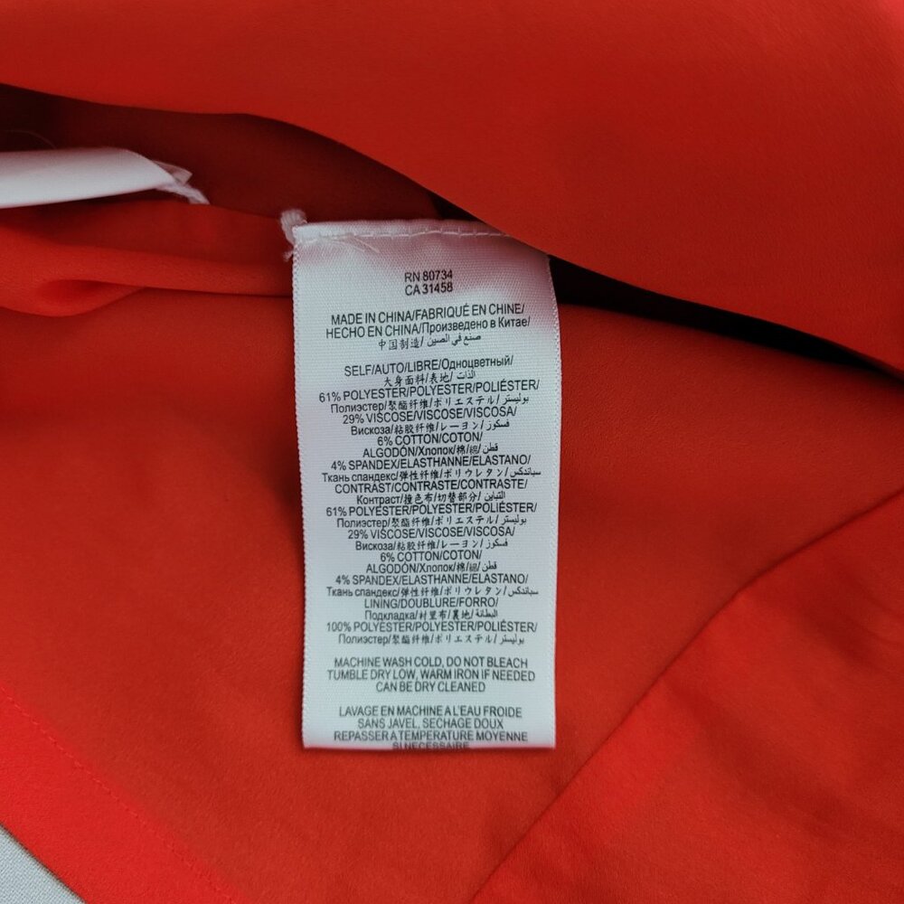 BCBGMAXAZRIA Red Colorblock Hannah Fit and Flare Dress Womens 4 Preppy Office - Picture 8 of 12